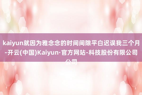 kaiyun就因为雅念念的时间间隙平白迟误我三个月-开云(中国)Kaiyun·官方网站-科技股份有限公司
